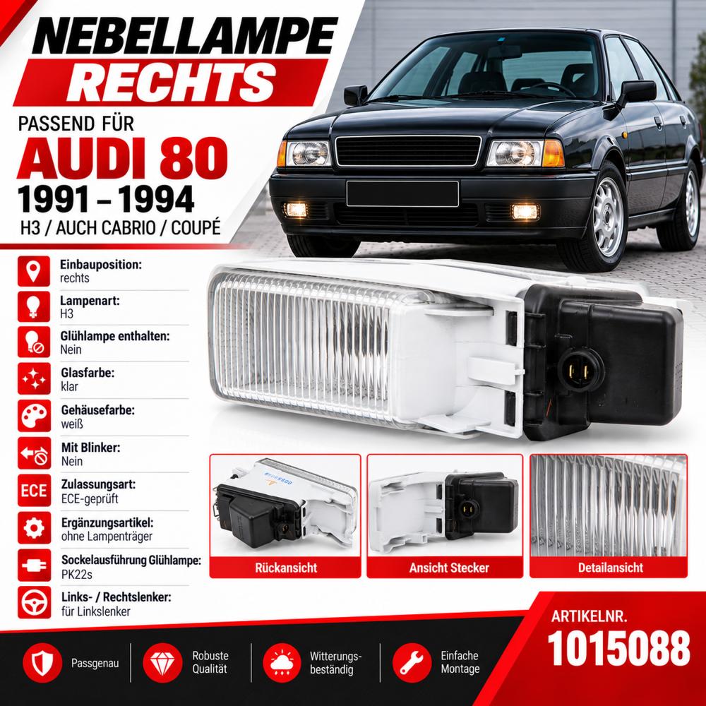 Projecteur antibrouillard droite — Audi 80 Berline/Avant (B4) (1991-1996) — vue 5