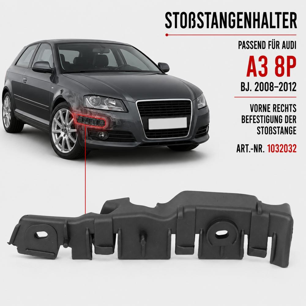 Support, pare-chocs avant droite — Audi A3 Berline/Sportback/Cabrio (2008-2012) — vue 2