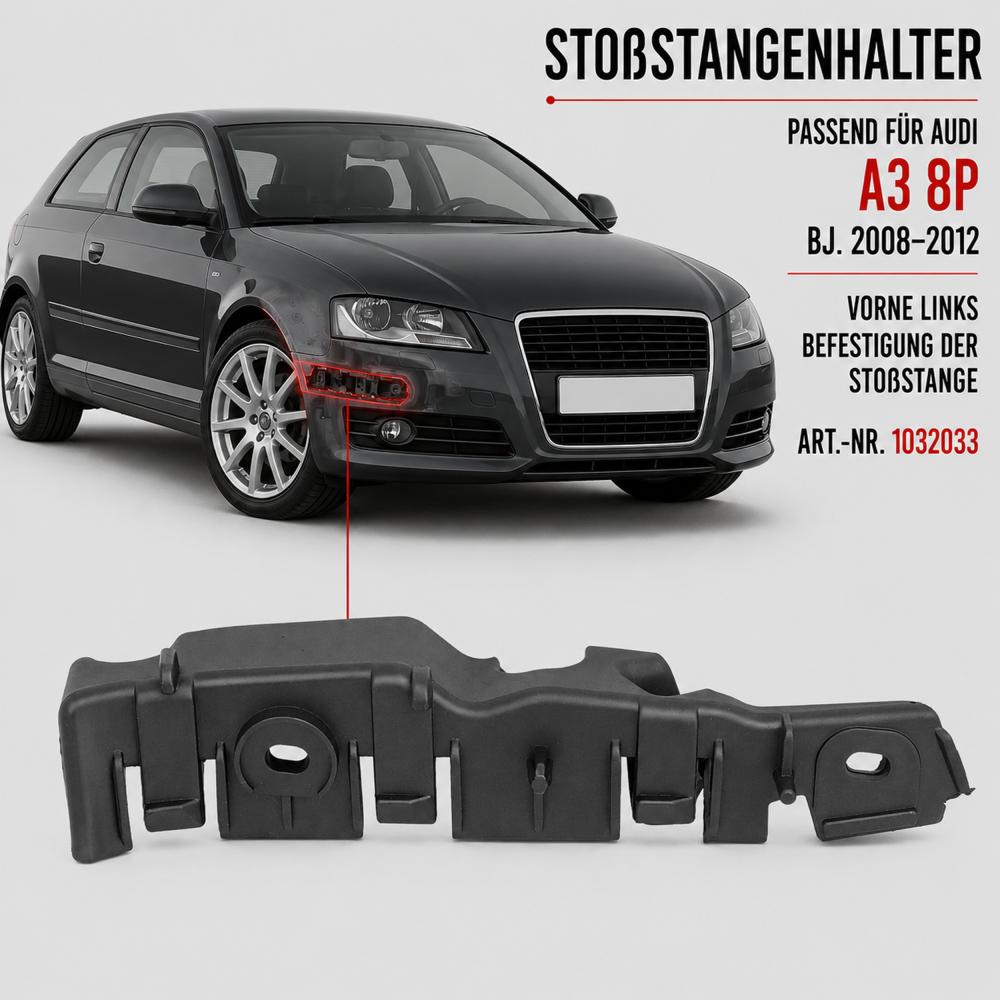 Support, pare-chocs avant gauche — Audi A3 Berline/Sportback/Cabrio (2008-2012) — vue 2
