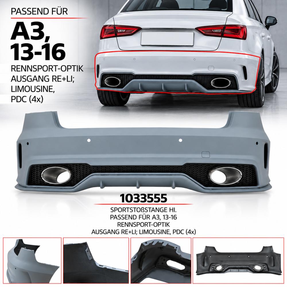 Pare-chocs arrière — Audi A3 Berline/Sportback/Cabrio (2012-2016) — vue 8