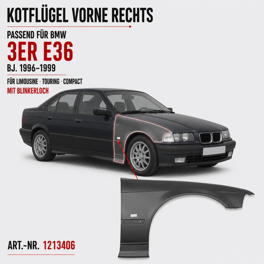 Aile avant droite — BMW Série 3 Berline/Tour/Comp (E36) (1990-1999) — vue 2