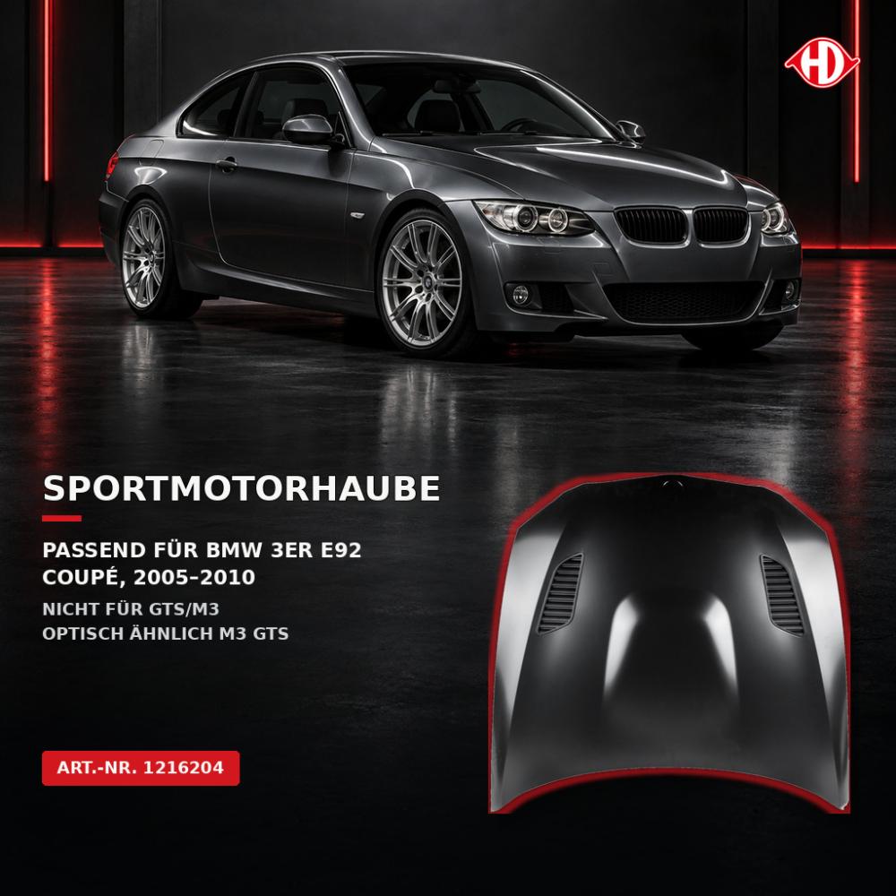 Capot-moteur avant — BMW Série 3 E92/93 Coupé/Cabrio (2006-2010) — vue 2