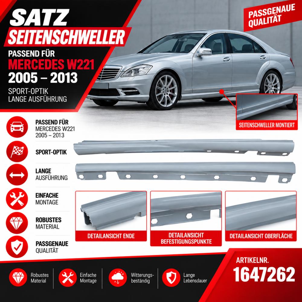 Revêtement de bas de marche — Mercedes-Benz S-Classe W221 (2005-2009) — vue 2