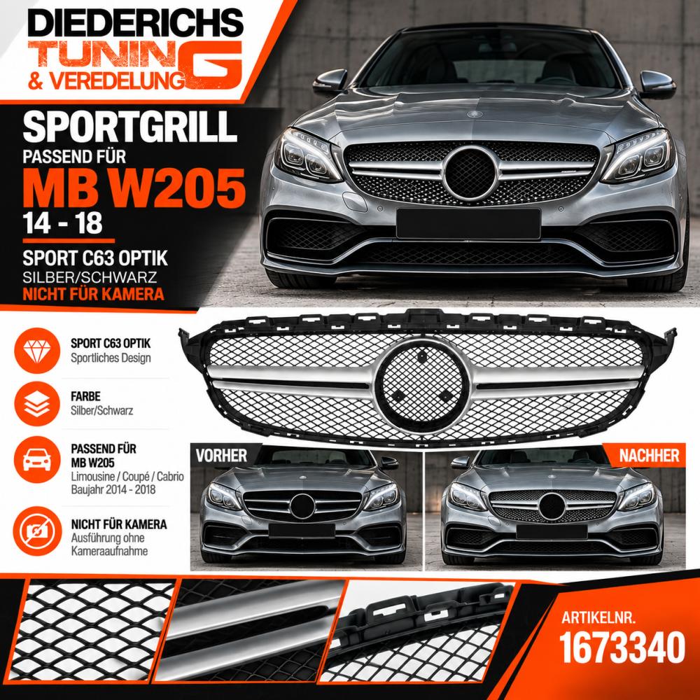 Grille de radiateur — Mercedes-Benz C-Classe W205 (2014-2018) — vue 3