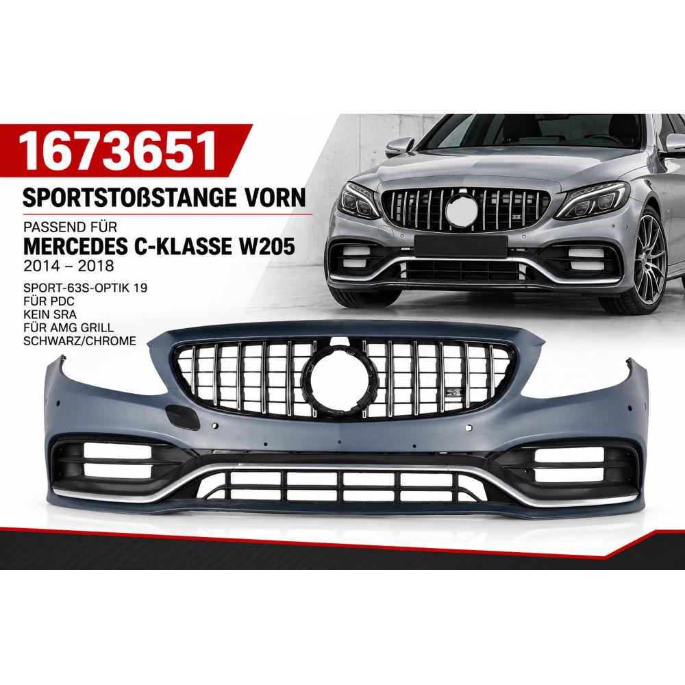 Pare-chocs avant — Mercedes-Benz C-Classe W205 (2014-2018) — vue 2