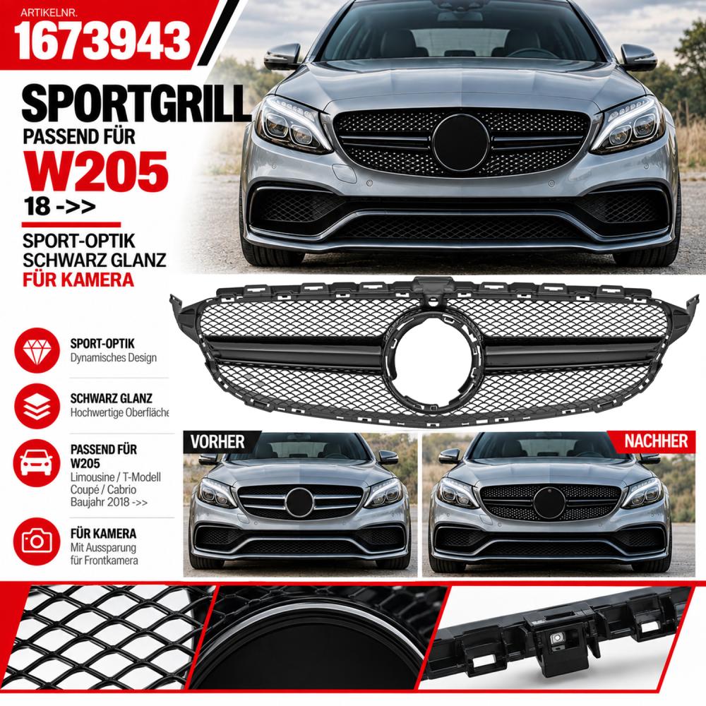 Grille de radiateur — Mercedes-Benz C-Classe W205 Berline/Coupé/Touring (2018-2021) — vue 2