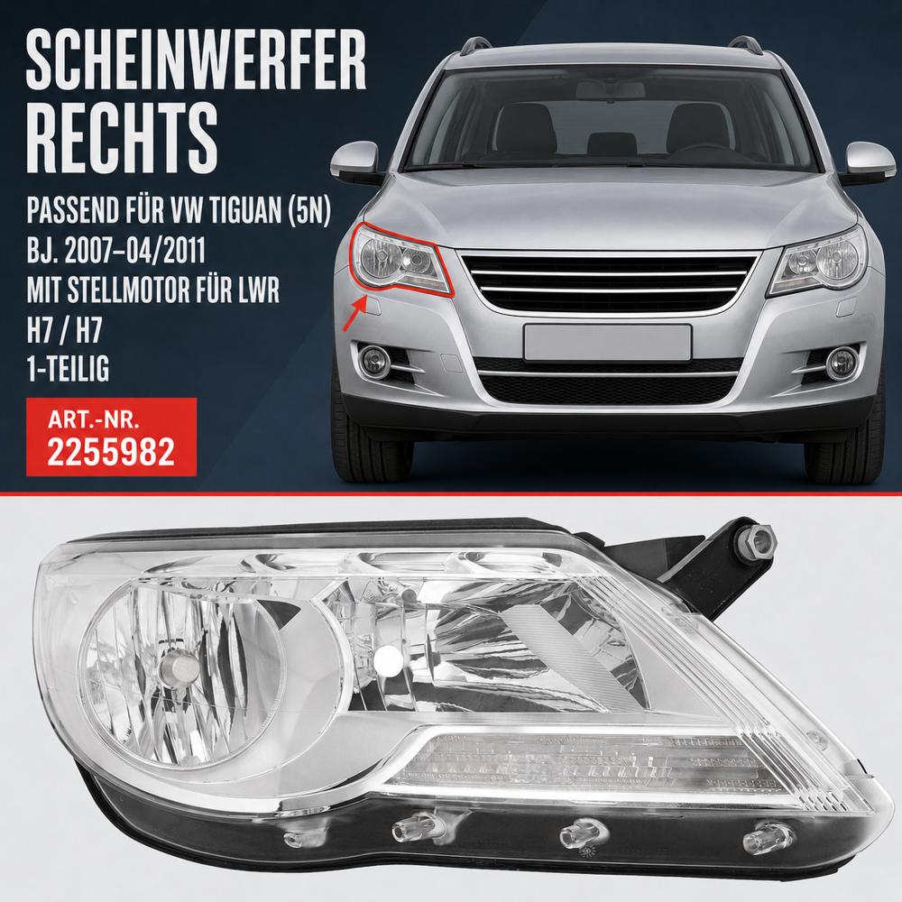 Projecteur principal droite — Volkswagen Tiguan (2007-2011) — vue 2