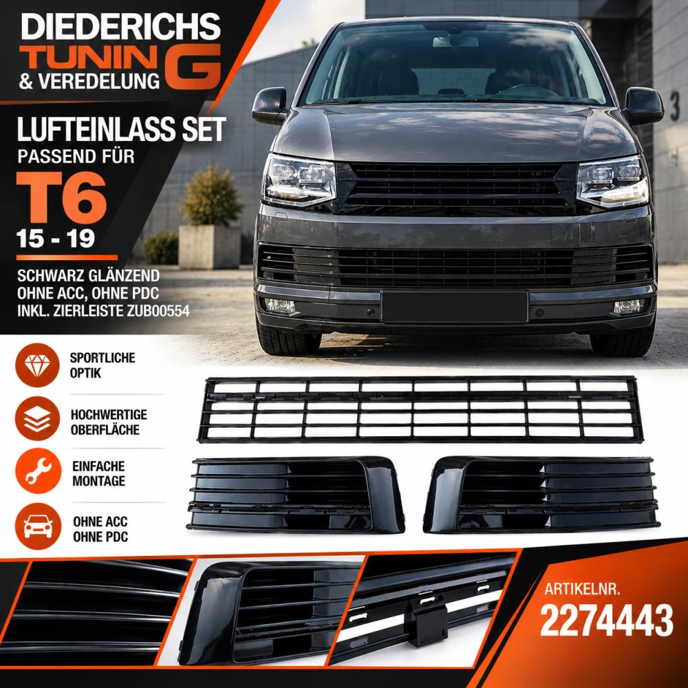 Grille de radiateur Pare-chocs — Volkswagen T6 Multivan/Caravelle (2015-2019) — vue 2