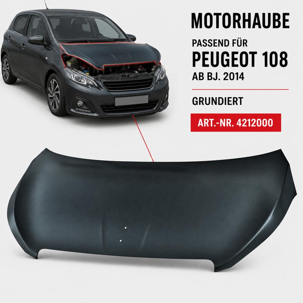 Capot-moteur — Peugeot 108 (2014-…) — vue 2