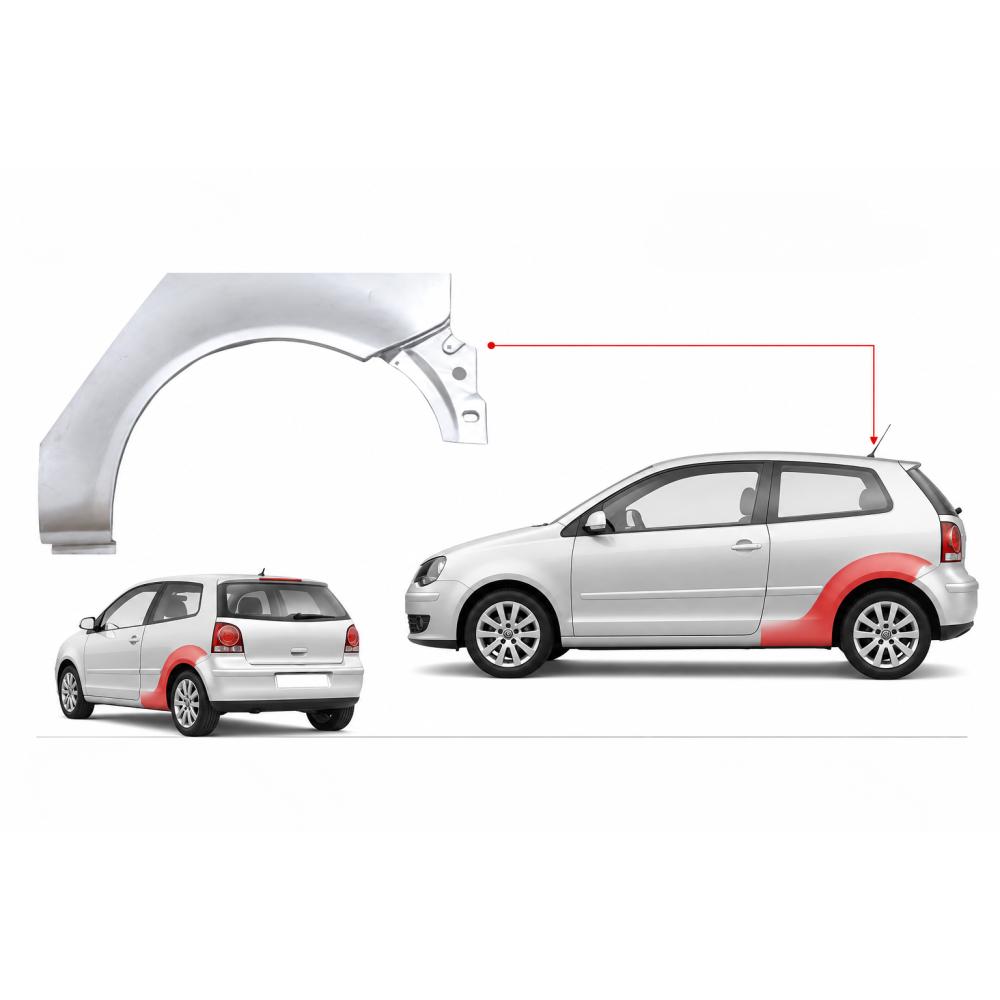 Panneau latéral gauche — Volkswagen Polo (2001-2005) — vue 2
