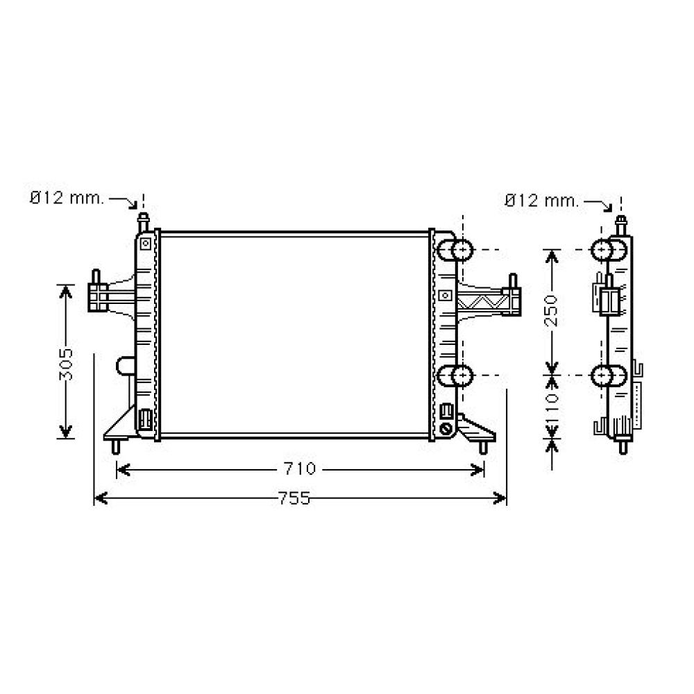 Radiateur, refroidissement du moteur — Opel Corsa C (2000-2003) (+2)